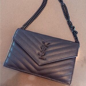 Yves Saint Laurent Black Leather Chain Bag